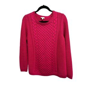 Talbots Outlet Hot‎ Pink Cable Knit 100% Cotton Sweater Womens Medium Barbiecore